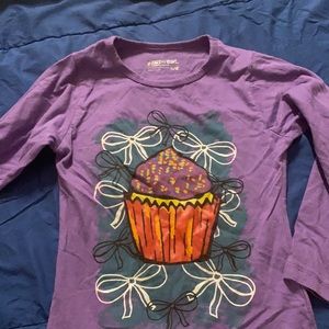purple cupcake long sleeve shirt size 8/10 (no refunds)
